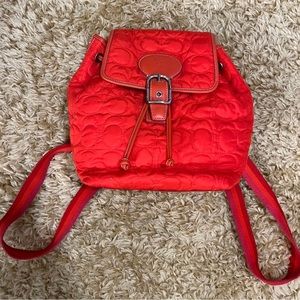 Coach quilted nylon backpack red-orange